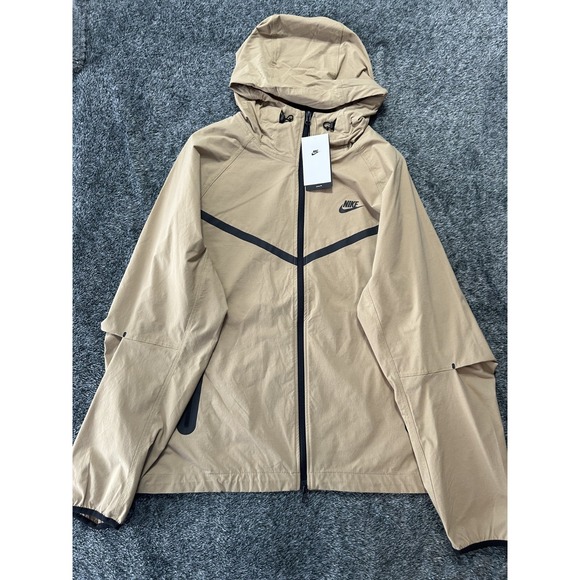 Nike Other - Nike Mens Size M Beige Tech Woven Full Zip Long Sleeve Hooded Jacket
